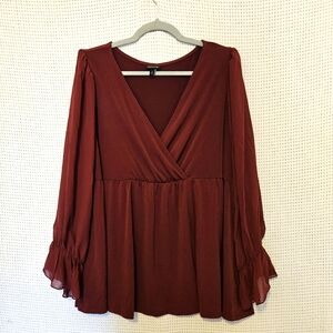 torrid Burgundy Long Sleeve Wrap-Style